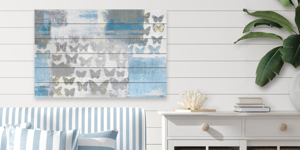 "Butterfly Frenzy" Painting Print on White Wood, 60"x40"