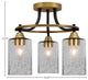 Paramount 3-Light Semi-Flush Light, Matte Black & Brass, 4" Smoke Bubble Glass