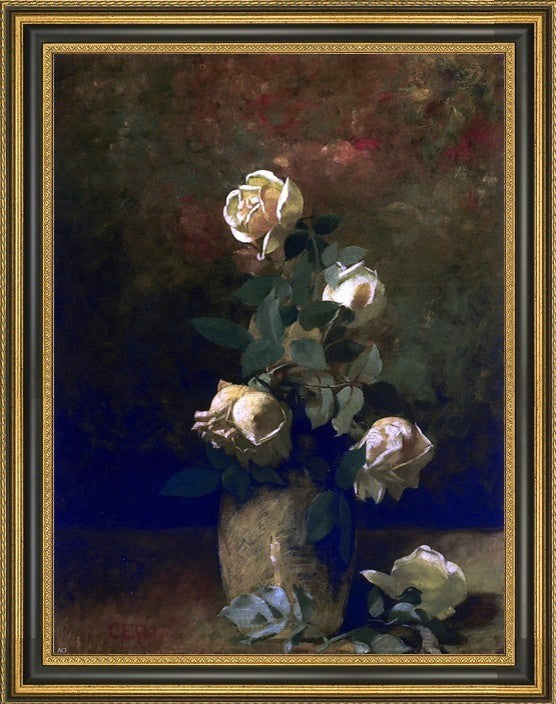 Charles Ethan Porter Yellow Roses in a Vase Framed Premium Canvas Print, 21"x28"