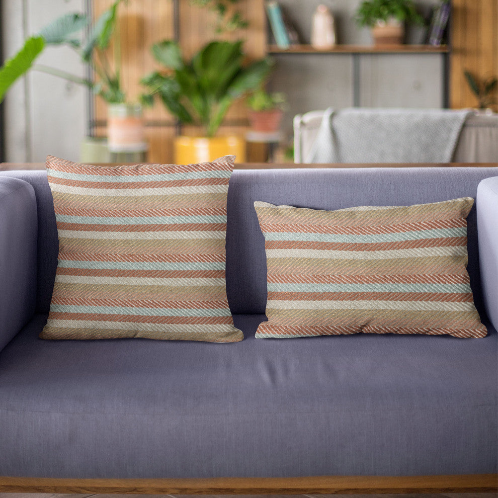 Plutus Brown Tracks Stripe Luxury Throw Pillow, 20"x36"