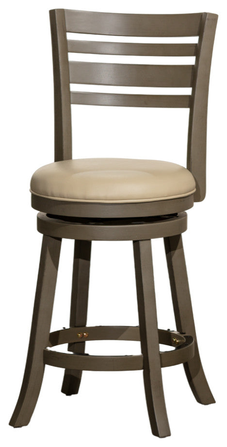 DTY Indoor Living Granby Slat Back Swivel Stool, 24" Counter Stool, Weathered Gray, French Gray