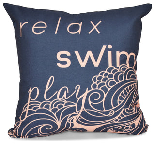 Word Print Outdoor Pillow, Orange, 18"x18"