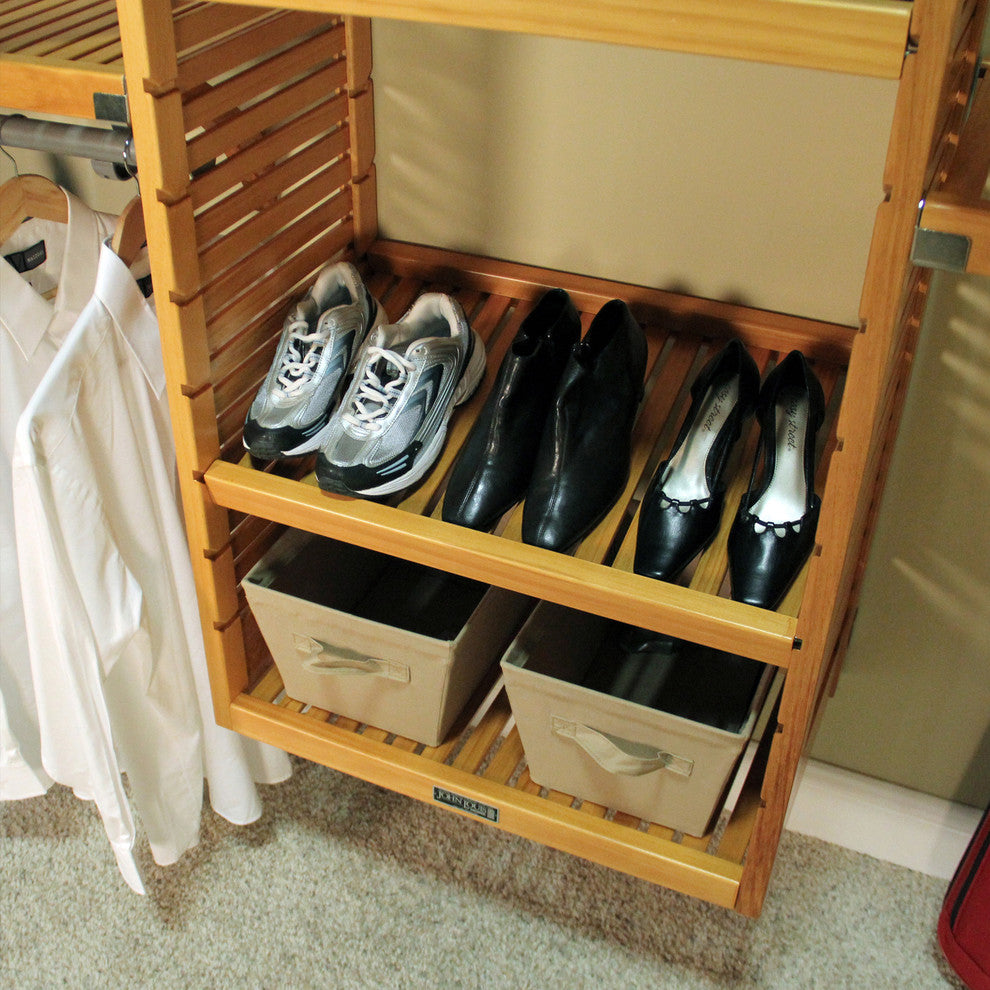 Solid Wood Walk-In Closet Organizer with hanging, Honey Maple