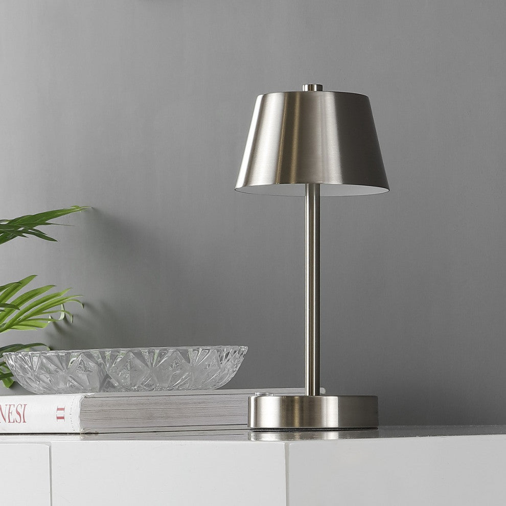Safavieh Laita Rechargeable LED Table Lamp Santin Nickel