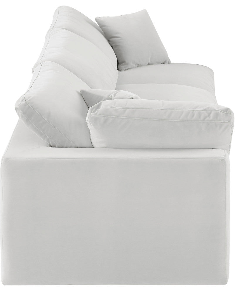 Comfy Upholstered Modular Sofa, Cream, 3-Piece: 1 Armless Chair, 2 Corner Chair, Velvet
