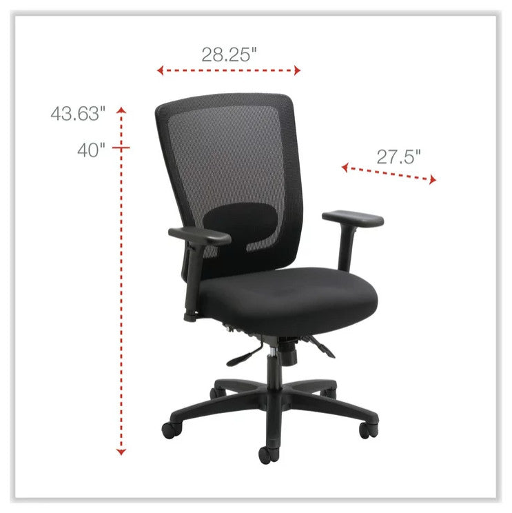 Multifunctional Office Chair, Contoured Seat With Comfortable Mesh Back, Black