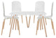 Modern White Stack Dining Chairs and Table Wood, 5-Piece Set