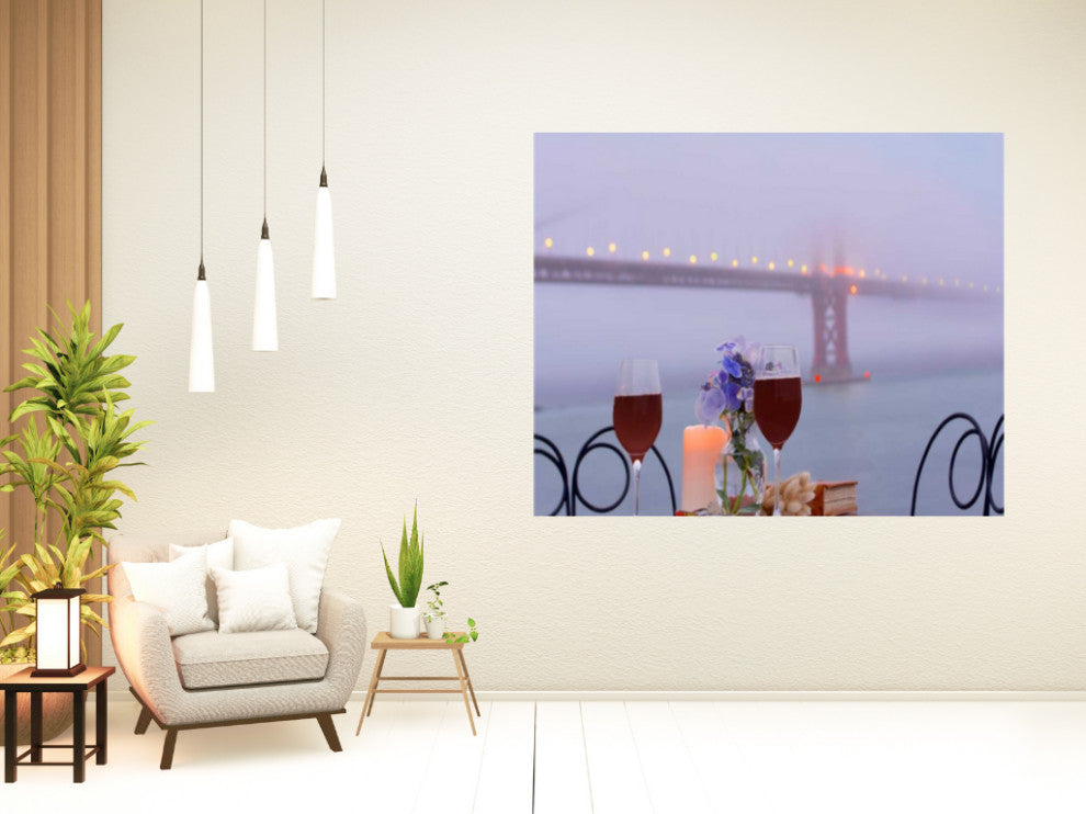 Up Close Wine Time Golden Gate Bridge 1 Giclee Wrap Canvas Wall Art