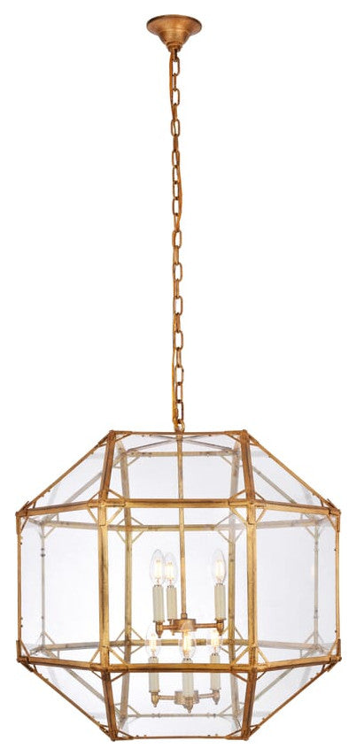 Elegant 1514D24GI Gordon 6 Light Golden Iron Chandelier