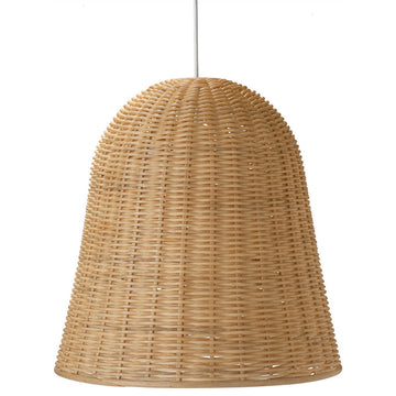 Handwoven Wicker Bell Pendant Lamp, Natural, Natural Brown