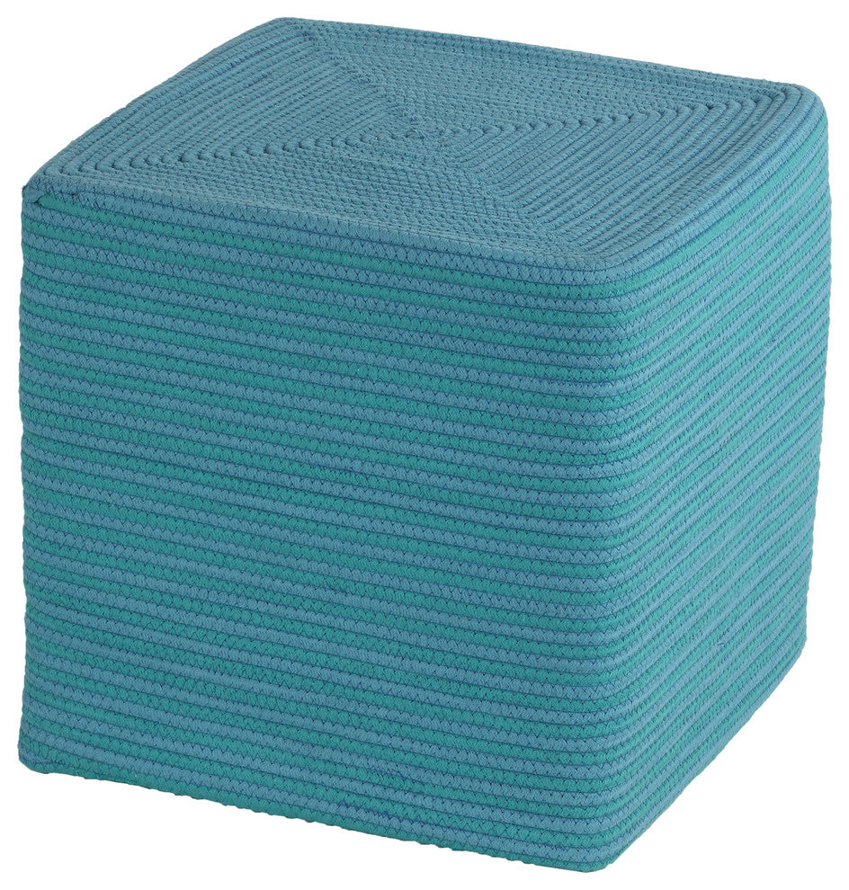 Cortesi Home Macon Square Rope Pouf Ottomans, Blue