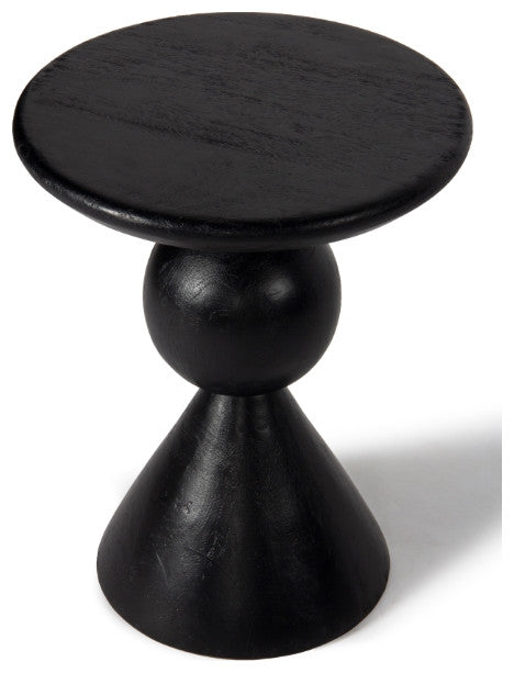 Kebab Solid Wood Side Table - Charcoal