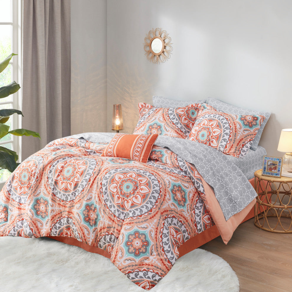 Madison Park Microfiber Printed 7-Piece Comforter Set, Twin