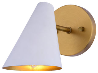 Vaxcel Lighting W0438 Pryce 7" Tall Bathroom Sconce - Matte White / Satin Brass