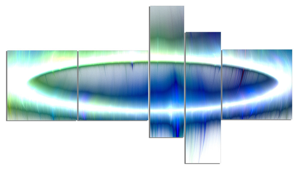 Beautiful Blue Northern Lights, Abstract Canvas Art Print, 60"x32", 5 panels