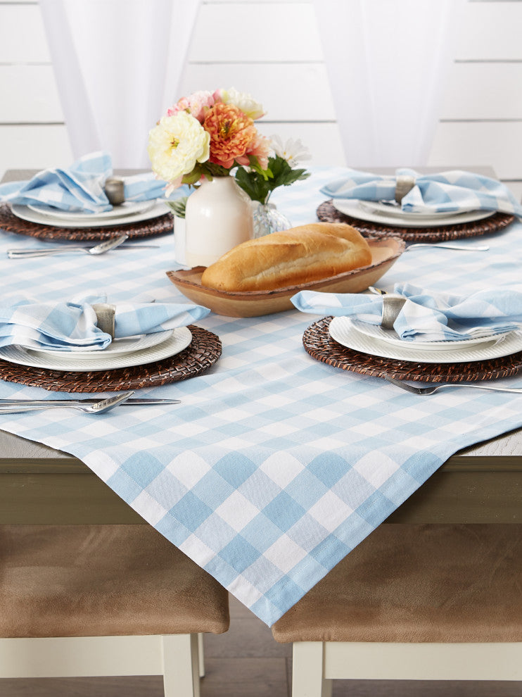 Light Blue Buffalo Check Tablecloth 52X52