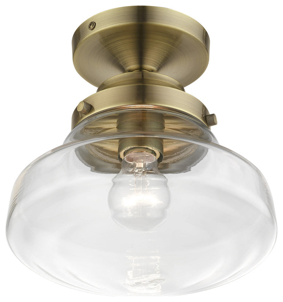 Avondale 1 Light Antique Brass Semi-Flush