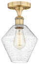 Cindyrella-1 Light 8" Semi-Flush Mount-Brushed Brass, Seedy Glass Shade
