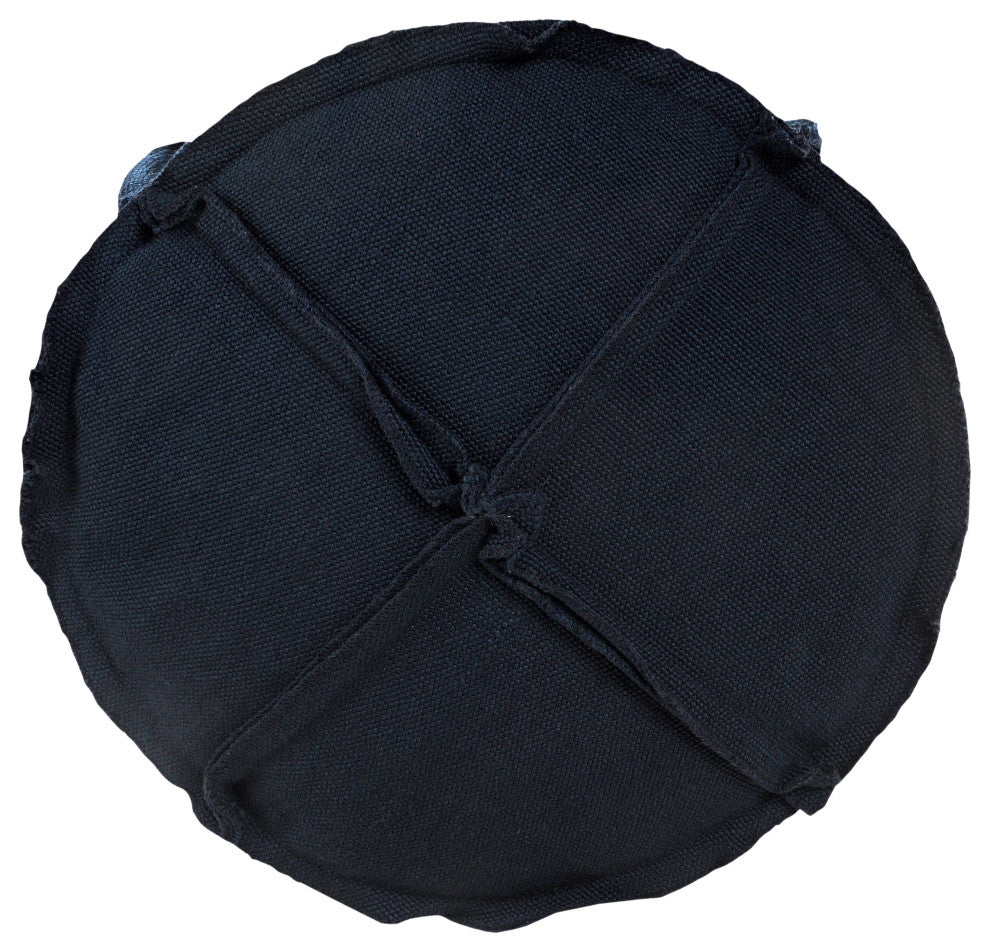 Solid Textured Indoor Outdoor Pouf with Handles