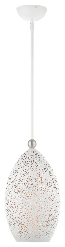 Livex Lighting Charlton 1 Light White With Brushed Nickel Accents Pendant