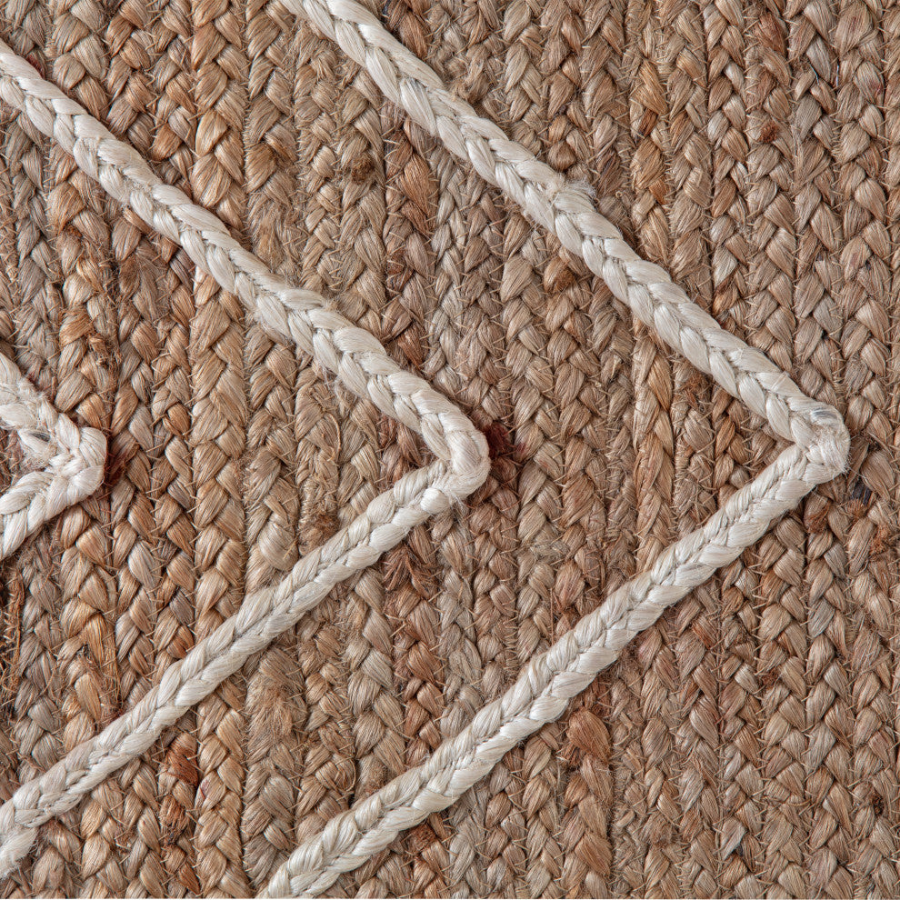 5' x 8' Troyes Natural and Ivory Chevron Braided Area Rug