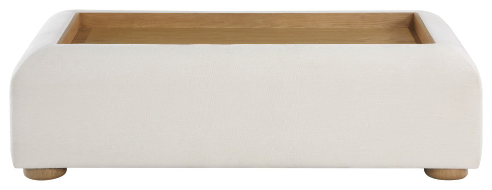 Diana Linen Textured Fabric Upholstered Coffee Table, Natural