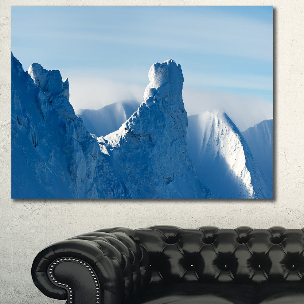 Blue Winter Hills Panorama, Landscape Canvas Art Print, 40"x30"