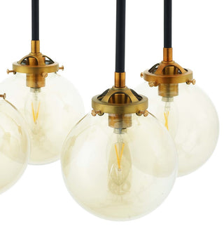 Ambition Amber Glass And Antique Brass 8 Light Pendant Chandelier EEI-2883