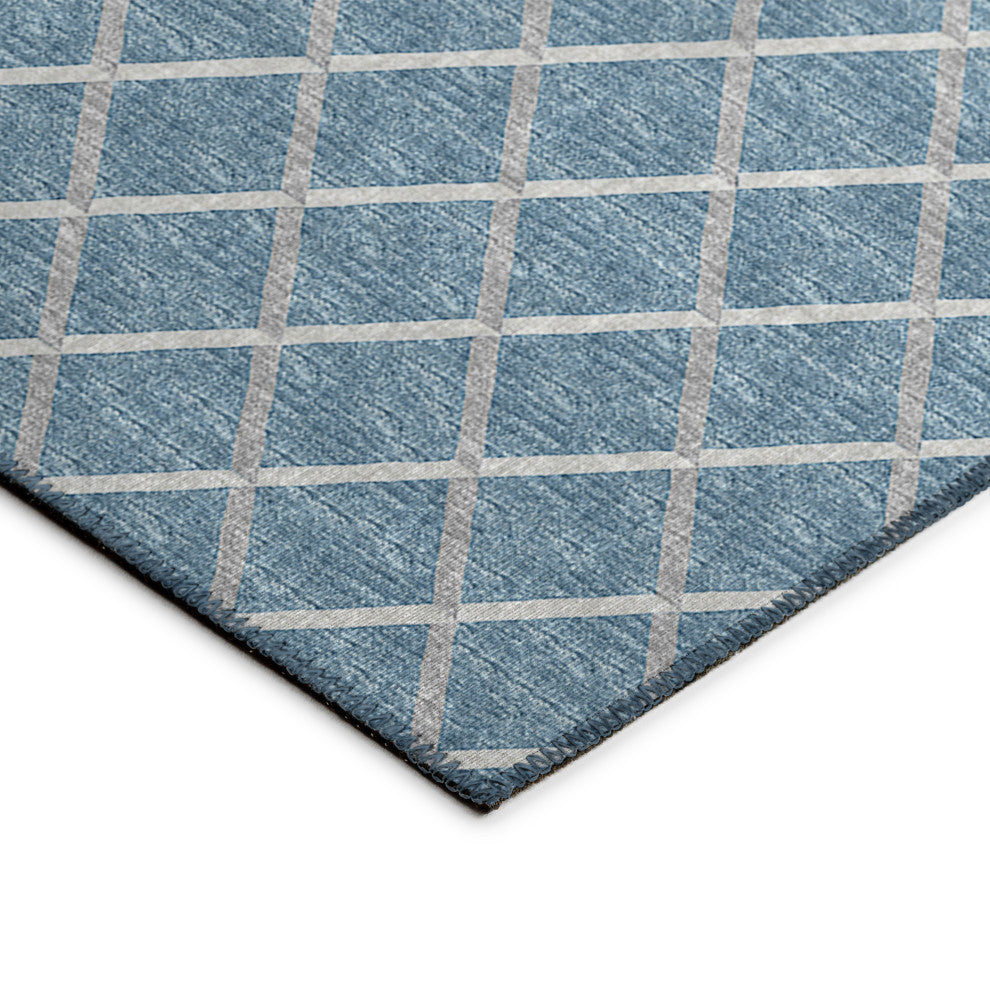 Indoor/Outdoor York YO1 Sky Blue Machine Washable 2'3" x 10' Rug