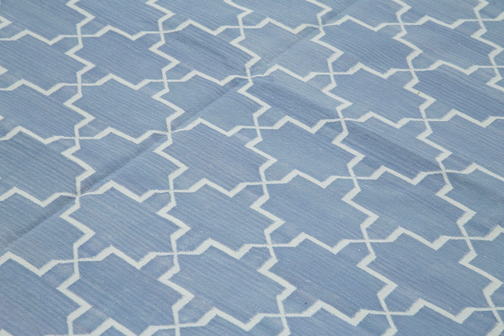 Rug N Carpet - Handmade Wool 8' 2'' x 10' 0'' Modern Design Dhurrie Kilim Rug