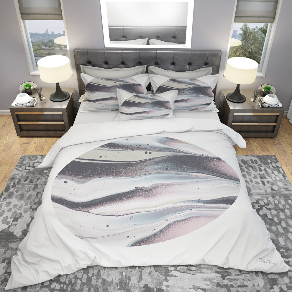 Circle Marble Ii Geometric Duvet Cover Set, Full/Queen