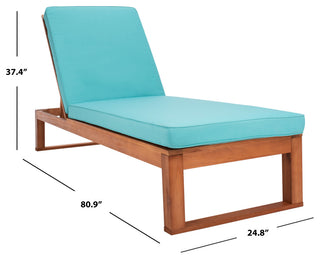 Safavieh Solano Sunlounger, Natural Wood/Aqua