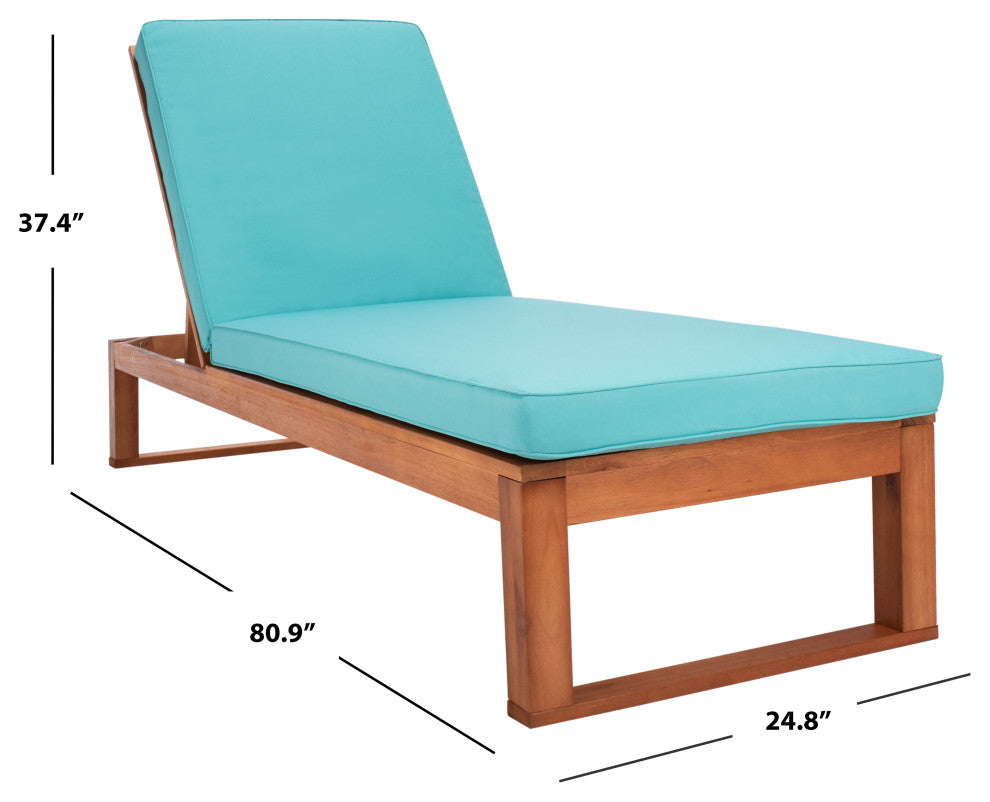 Safavieh Solano Sunlounger, Natural Wood/Aqua