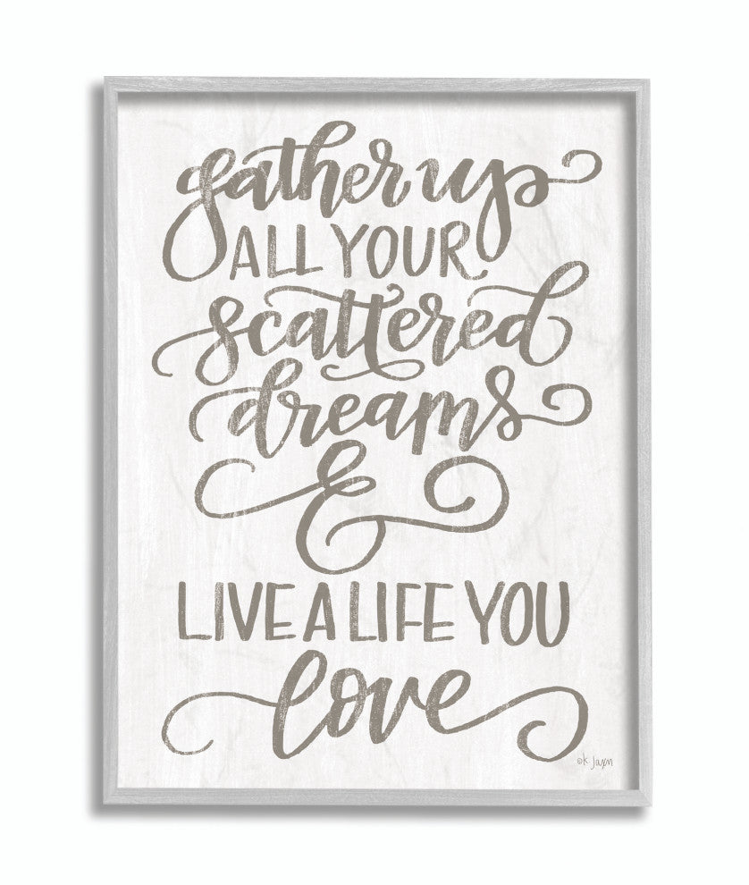 Live A Live You Love Gray White Family Word Design, 16"x20", Gray Frame