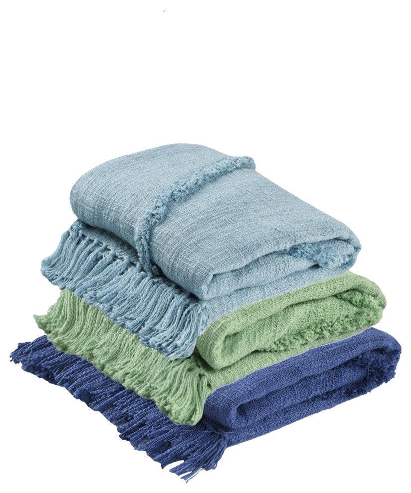 Bohemian Basics Decorative Diamond Tufted Cotton Throw Blanket, Galaxy Blue