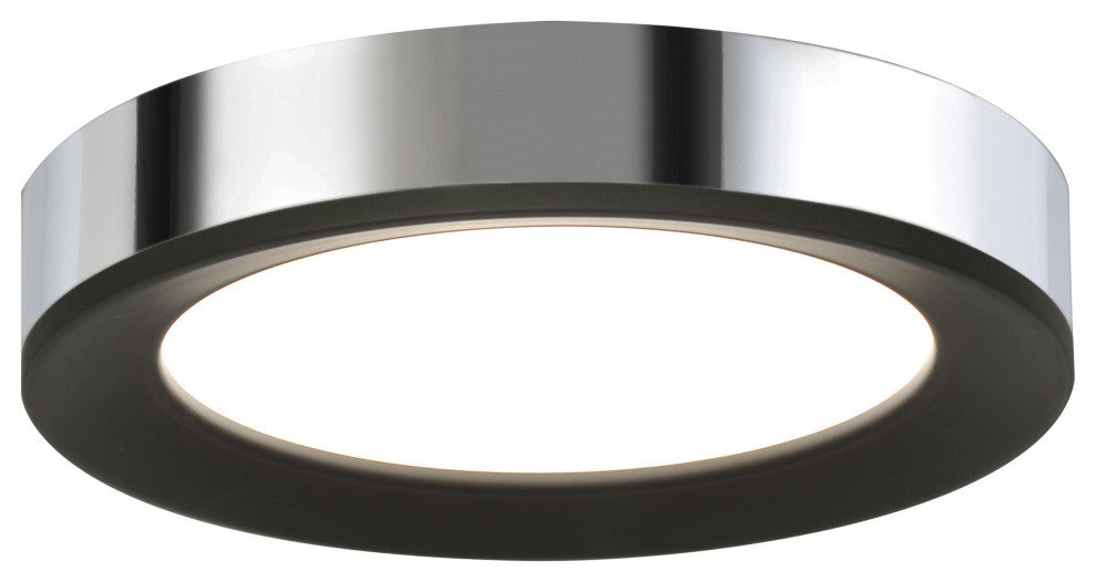Alta LED Low Profile Flush Mount, Black/Chrome, 12"