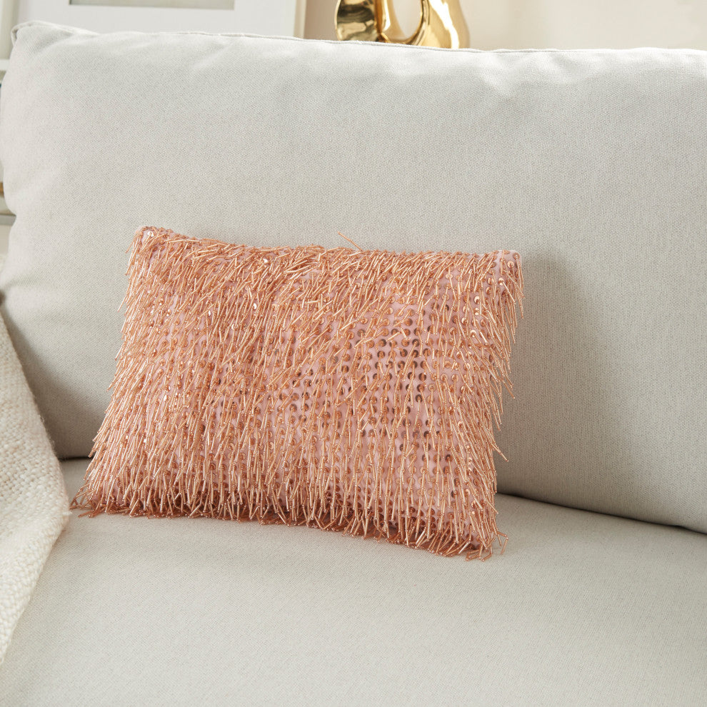 Nourison Home 10"x14" Mina Victory Sofia Beaded Tassels Blush Throw Pillows