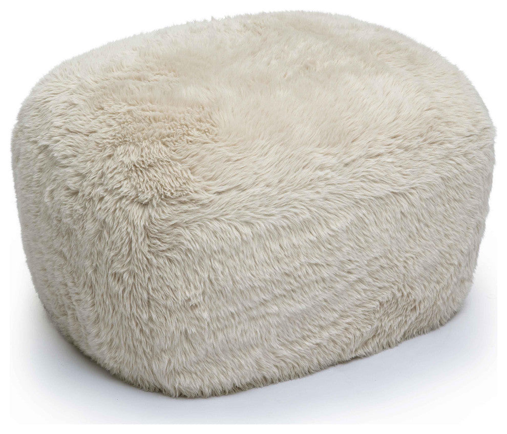 Britt Vegan Shearling Ottoman, Natural