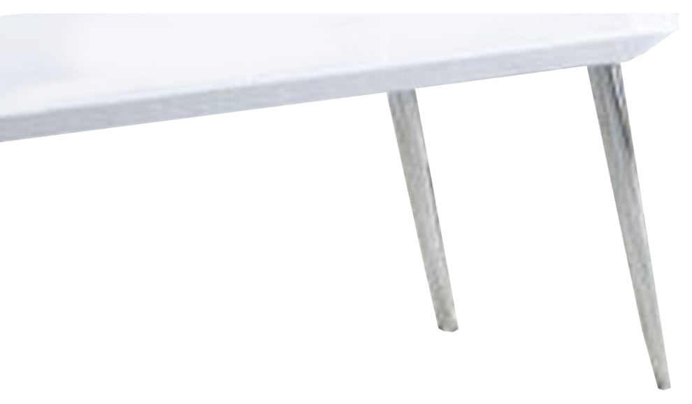Benzara BM266440 Coffee Table With Pull Out Tabletop, White and Silver