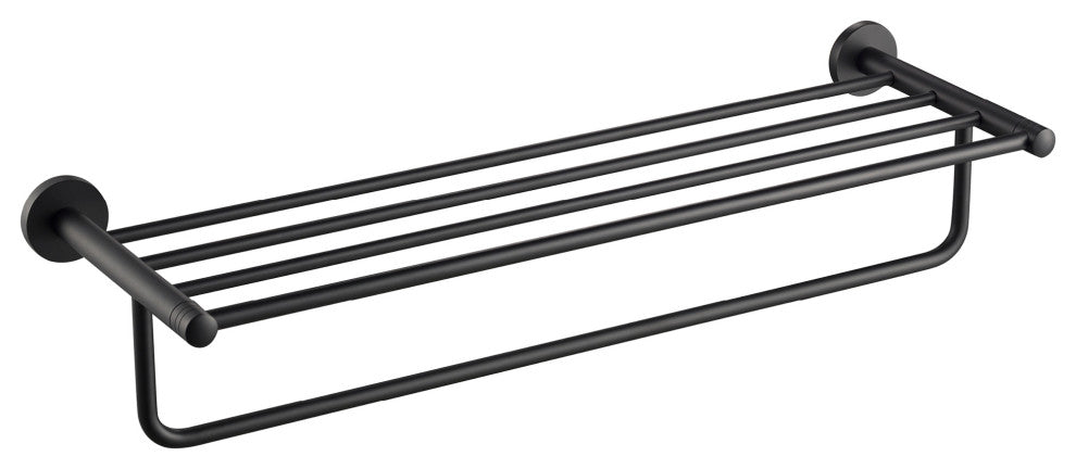 Elie Bathroom Shelf with Towel Bar, Matte Black