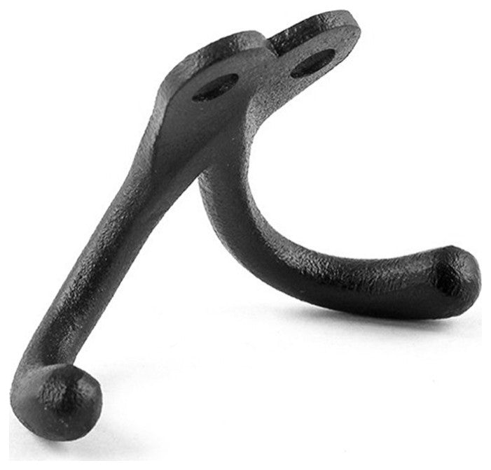 Double Wall Hook Black Cast Iron Hat and Coat Hook