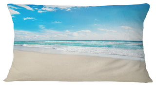 Sea Beach Against Wave Foaming Seashore Throw Pillow, 12"x20"