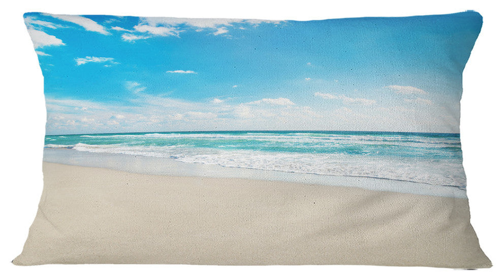 Sea Beach Against Wave Foaming Seashore Throw Pillow, 12"x20"