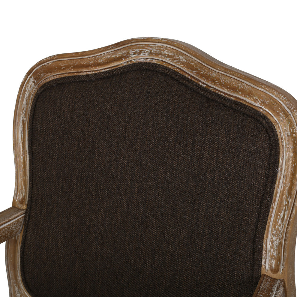Absaroka French Country Fabric Upholstered Wood 5-Piece Dining Set, Natural/Brown