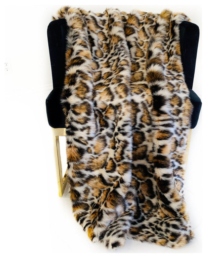 Plutus Brown Tiger Faux Fur Luxury Throw Blanket, 60"x96"