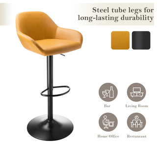 Set of 3 Adjustable Swivel Bar Stool, Mustard Yellow