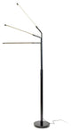 HOMEGLAM  Terminals 3-lights  24W  LED Adjustable Floor Lamp, Black