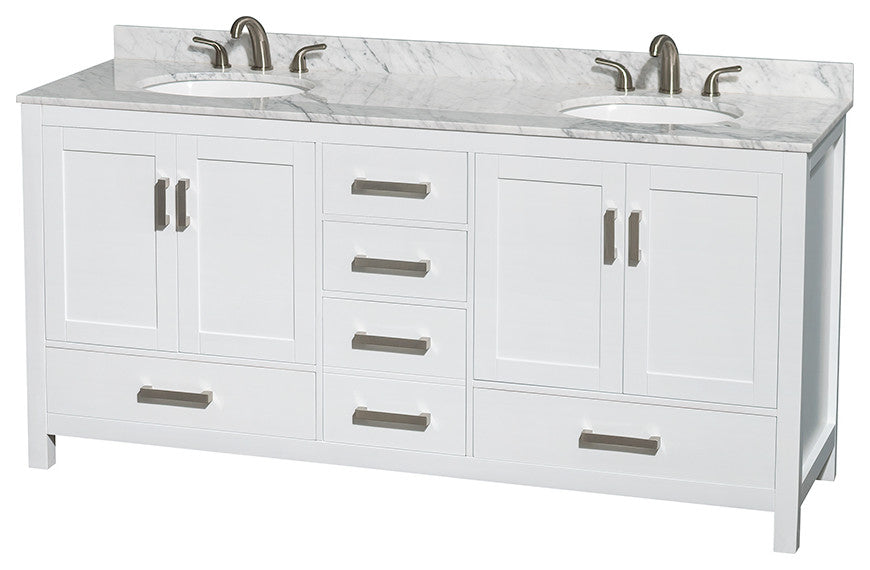 Wyndham WCS141472DWHCMUNOMED 72 Inch Double Bathroom Vanity in White
