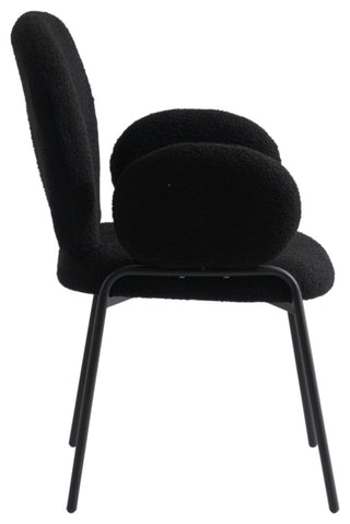 Celestial Series Boucle Dining Arm Chair, Black Frame with Black Fabric