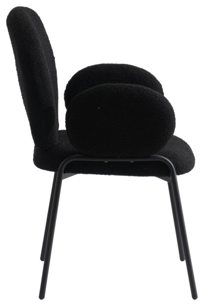 Celestial Series Boucle Dining Arm Chair, Black Frame with Black Fabric